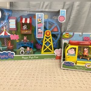 NIB Peppa Pig’s Fun Fair Playset and Play ‘N Go Campervan bundle